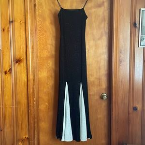 Black and white beaded prom dress